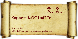 Kopper Kálmán névjegykártya